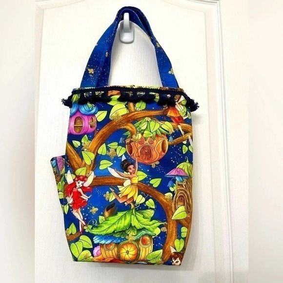 Tinker Bell Fairy Themed Custom Made Purse Tote and Matching Attached Zipper Bag - Picture 5 of 12